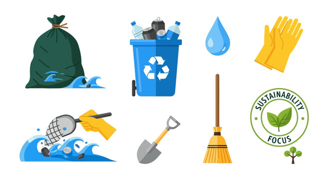 Cleaning tools and recycling items for sustainability