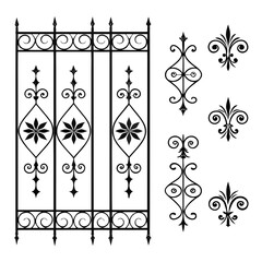 Decorative iron gate patterns and floral flourishes. © mil