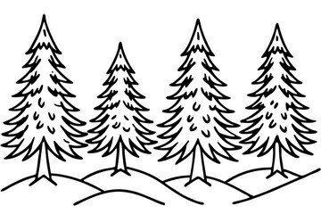 Obraz premium Elegant Snowy Forest Line Art Design