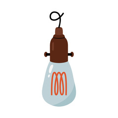 Vintage Edison light bulb with glowing filament isolated vector illustration © Tamila