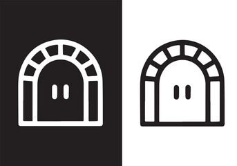 Fototapeta premium Stone Arch Gate Line Icon Vector Medieval Entrance Symbol