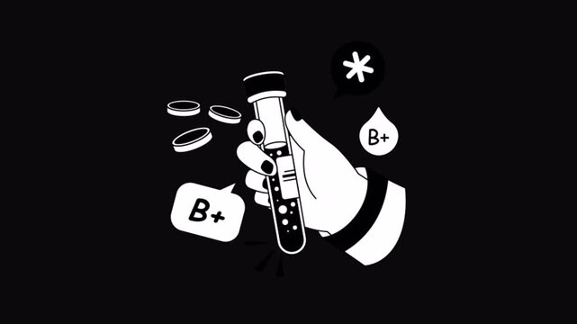 Blood Group Black and White Alpha Channel Animation