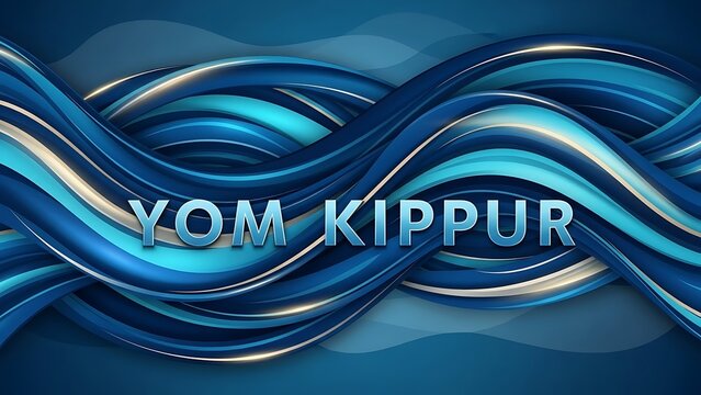 Yom Kippur Abstract Blue Waves Background.