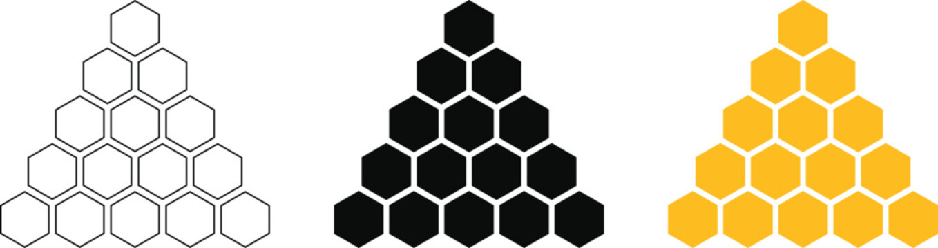 honeycomb logo icons collection. natural honey production design. organic farm product sign. hexagonal hive pattern symbol. 