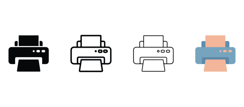 printer icons for various uses and designs  office equipment and technology