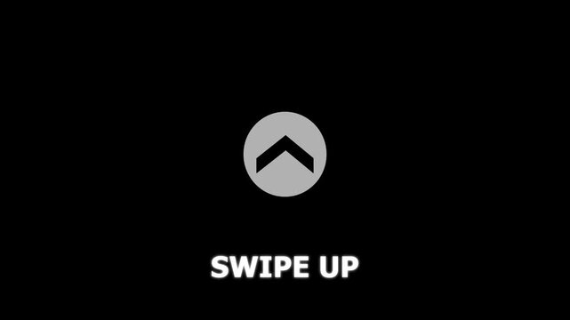 Swipe up arrow icon animation isolated on black background.4K video concept 
