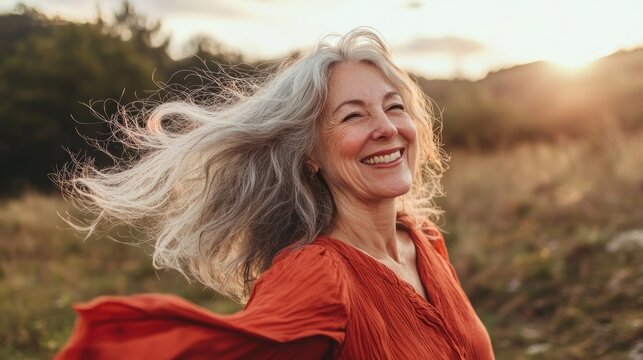 Smiling senior woman outdoors