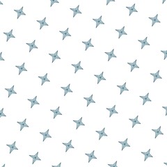 Fototapeta premium Seamless Compass Star Pattern in Ocean Blue