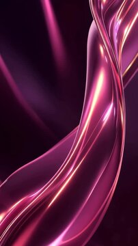 bstract Luxury Glossy Pink Liquid Metal Waves Moving on Dark Background Loop