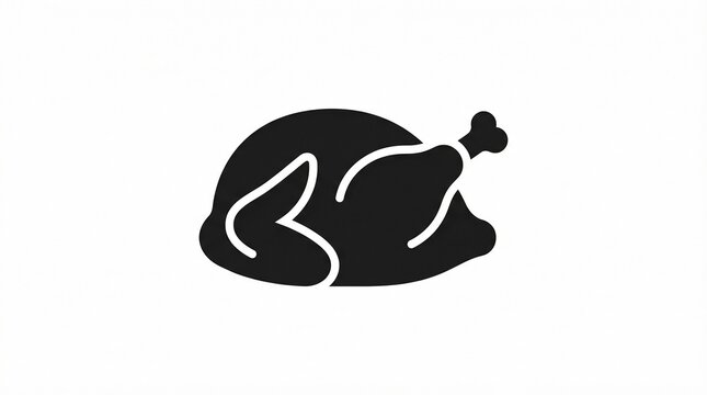 Roasted turkey icon for thanksgiving dinner