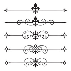 Vintage ornate dividers with fleur de lis and flourishes. © Nasima
