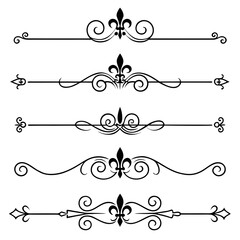 Decorative vintage separators with fleur de lis ornate. © Nasima