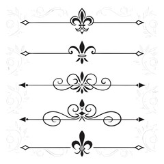 Ornate line border set with floral scroll accents. © Nasima