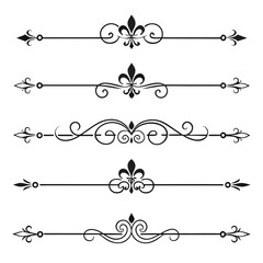 Decorative vector dividers with fleur de lis sign. © Nasima