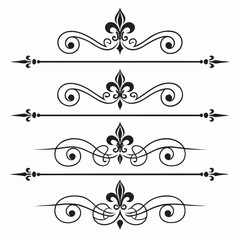 Set of decorative dividers with fleur de lis symbol. © Nasima