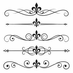 Fleur de lis dividers set with elegant scroll elements. © Nasima