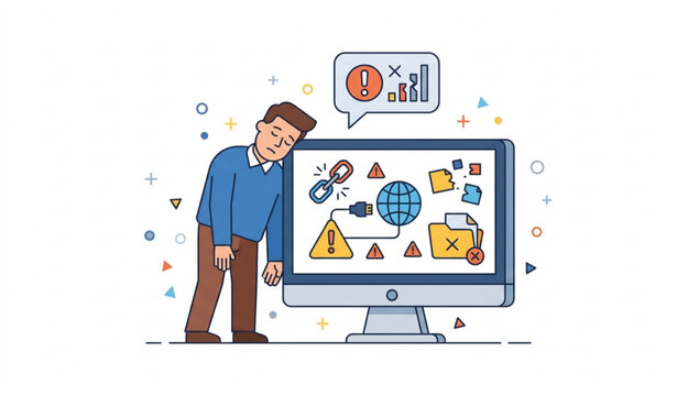404 Error Page Concept with Sleeping Man on Computer Display and Internet Connection Problem Vector Illustration