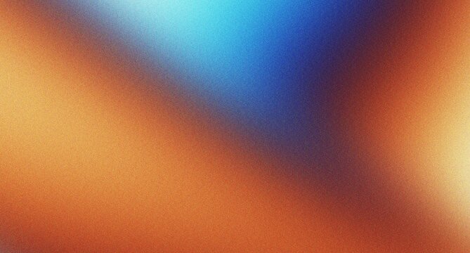 Abstract diagonal color blend of warm orange and cool blue tones, overlaid with a fine grain texture for a modern, textured backdrop.