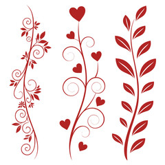 Red heart vine flourish decorative elements ornate. © MST. JANNATUL