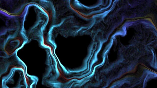 Abstract blue glowing contours surround dark voids, creating depth, motion, and mysterious energy.