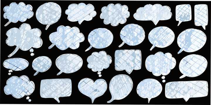 Collection Of Speech Bubbles Vector Illustration With Light Blue Fill