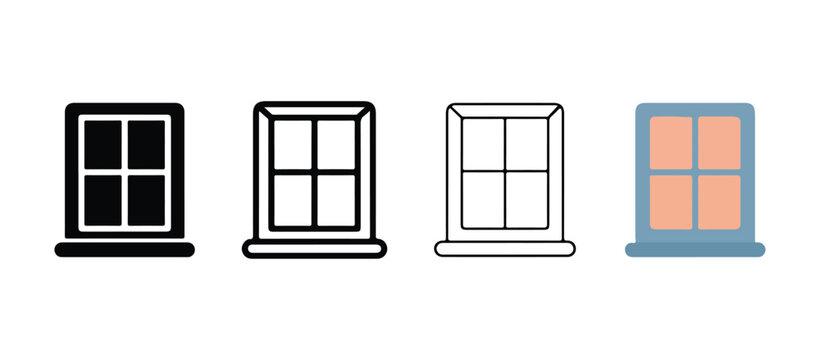 Laptops with blinds computer screens on a white background windows  various styles
