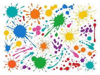 Vibrant colorful paint splashes create a dynamic graphic art piece on a white background with splsh. © OSTI