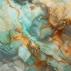 Naklejka premium Abstract turquoise blue and gold alcohol ink painting background marble texture.