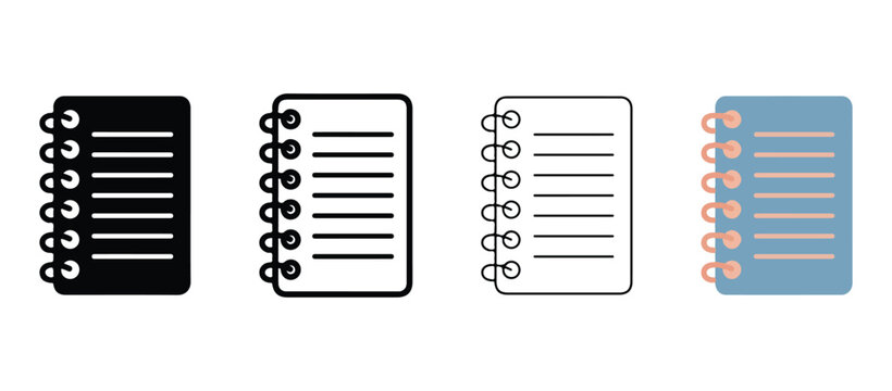 Notebook notepad spiral bound journal paper mockups isolated on white background