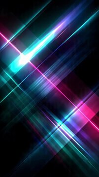 Abstract Glowing Neon Light Streaks and Colorful Digital Motion Lines Moving Across Dark Background for Modern Technology Concept and Cyberpunk Aesthetic Design with Vibrant Blue and Pink