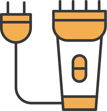 Electric shaver icon for personal grooming and hygiene with a plug and cord