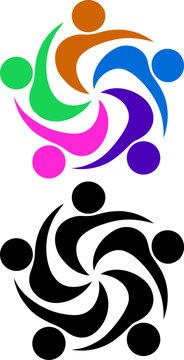 Colorful people joining hands in a circle