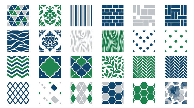A set of twenty-four geometric and organic pattern swatches