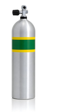 Nitrox scuba cylinder isolated on white background