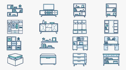 Modern Furniture Storage Solutions Lineup. © fuad