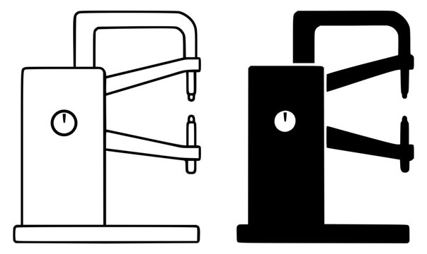 Spot welder minimalist icon, black and white in outline and silhouette design