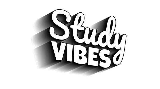 3D typography study vibes text banner on white background for education school student learning desk homework motivation animation video motion