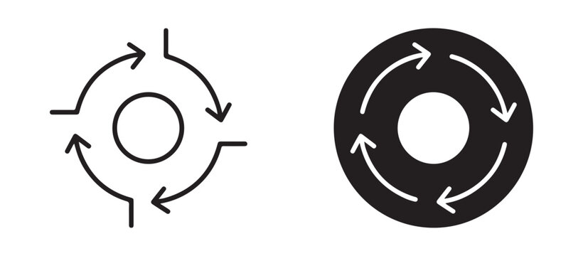 Circular arrows icons set with white background for process cycle and rotation concepts  business process improvement and workflow optimization