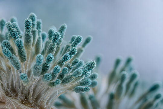 Blue Green Penicillium Mold in Extreme Macro