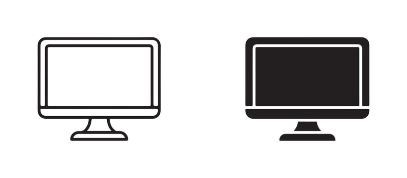 Computer monitor icons with blank screen and solid color display isolated on white background  technology and tech gadget