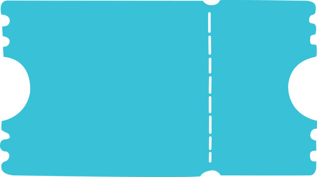 Teal blue ticket stub template with perforation