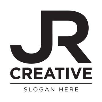 Letter jr Silhouette With Text Minimalist Black And White Design