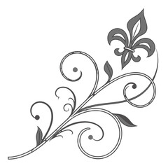 Fleur de lis floral corner scroll decor element. © go
