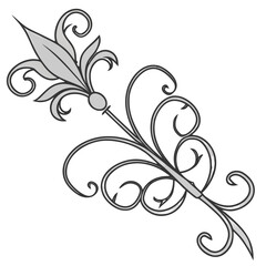 Artistic fleur lis motif with ornate vine curves. © go