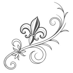 Fleur de lis floral scroll decorative vector art. © go