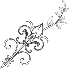 Ornate botanical fleur de lis scroll decoration. © go