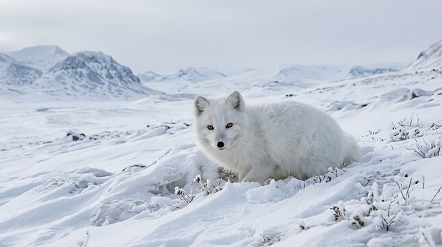 Arctic Fox Blends Seamlessly into Snowy Winter Landscape