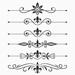 Decorative ornamental dividers and line elements. © Ella