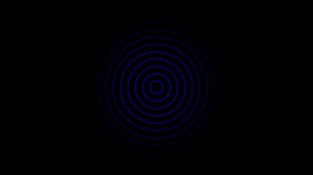 Concentric dark blue circular rings radiating outward on a deep black background minimalist