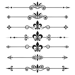 Classical heraldic fleur de lis divider vectors. © Ella